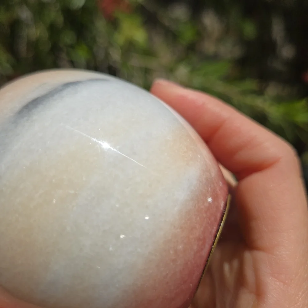 Vintage Carved Alabaster Stone Marble Apple‎ Fruit Paperweight Light Ivory Pink